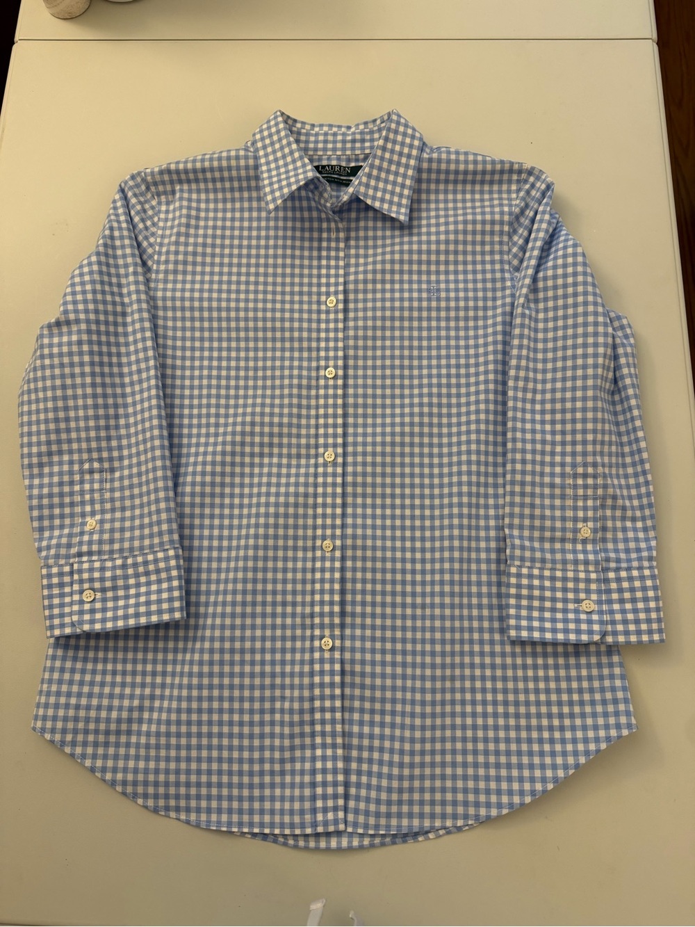 Ralph Lauren Light Blue & White Gingham Button-Down Shirt